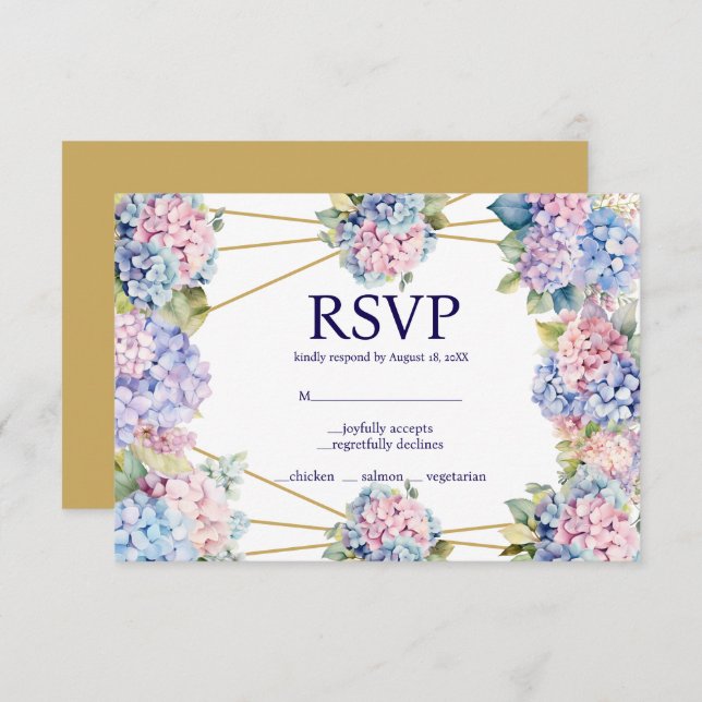 Hydrangea Menu Choices RSVP Response Card (Front/Back)