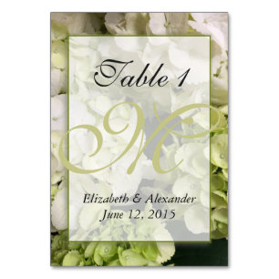 Hydrangea Monogram Personalized Table Card