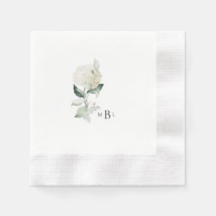 Hydrangea Monogram Wedding Cocktail Napkins