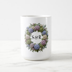 Hydrangea Monogram Wedding Coffee Mug