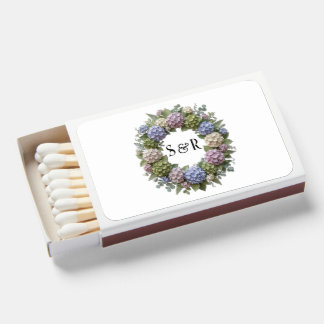 Hydrangea Monogram Wedding Matchboxes
