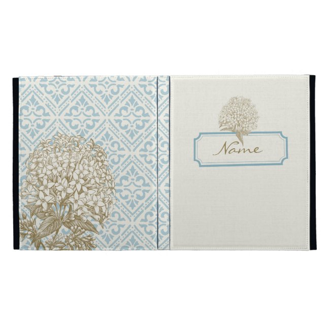 Hydrangea Name Tag iPad Folio Case (Opened)