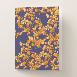 Hydrangea Navy and Orange Pocket Folder