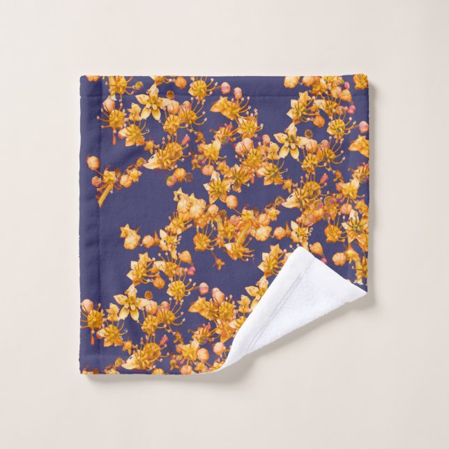 Hydrangea Navy and Orange Wash Cloth (Wash Cloth)