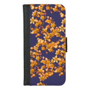 Hydrangea Navy Blue and Orange iPhone 8/7 Wallet Case