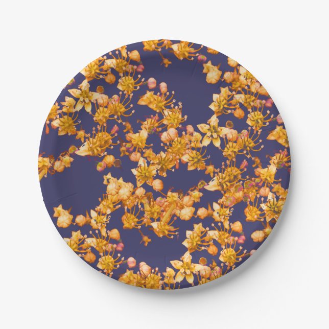 Hydrangea Navy Paper Plates (Front)