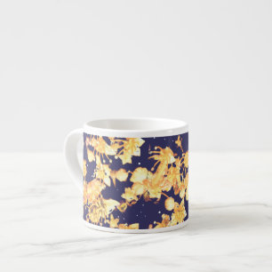 hydrangea night and gold espresso cup