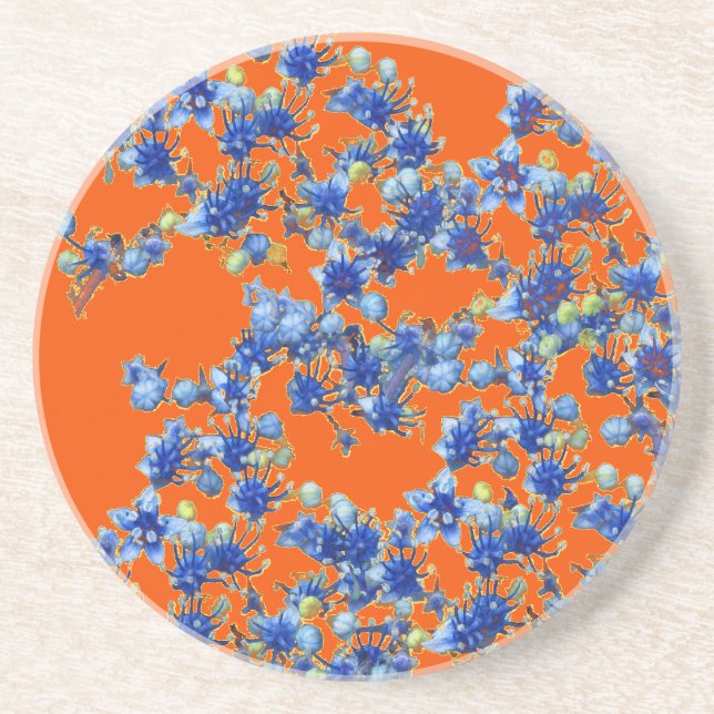 hydrangea orange and blue coaster (Front)