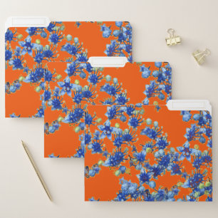 Hydrangea Orange and Blue File Folder