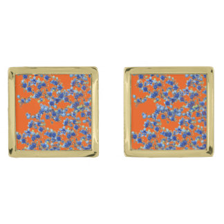 hydrangea orange and blue gold cufflinks