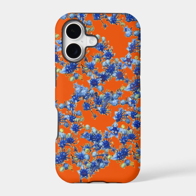 hydrangea orange and blue iphone case (Back)
