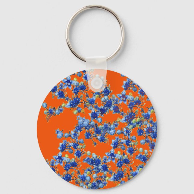 hydrangea orange and blue keychain (Front)