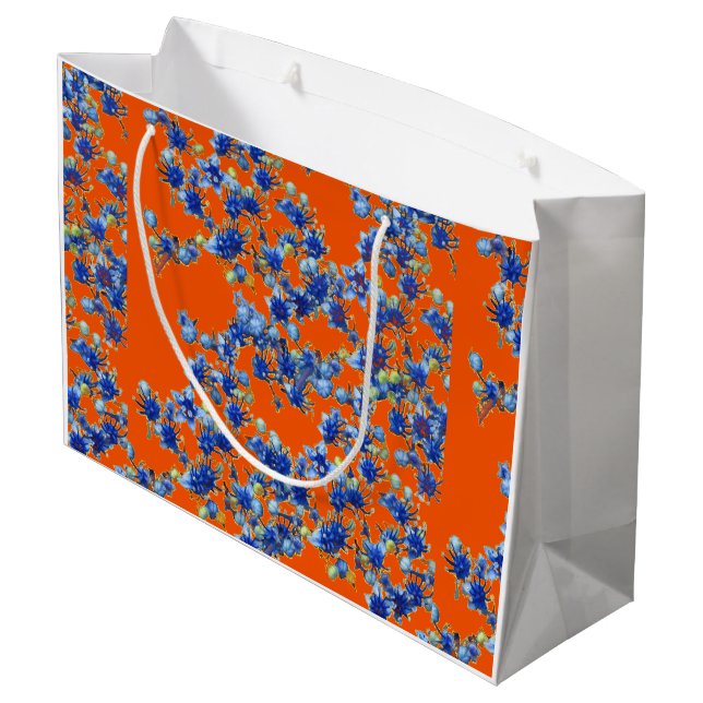 Hydrangea Orange and Blue Large Gift Bag (Back Angled)