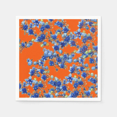 hydrangea orange and blue paper napkins