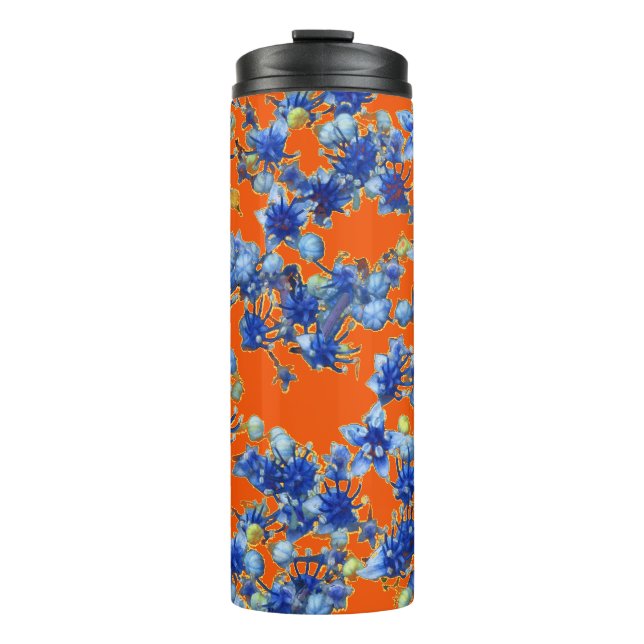Hydrangea Orange and Blue Thermal Tumbler (Front)