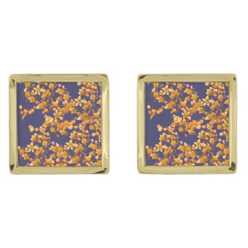 Hydrangea Orange and Navy Cufflinks