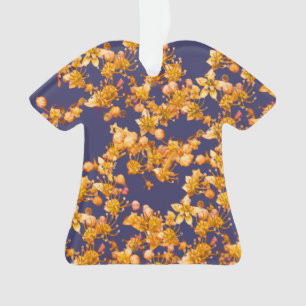 hydrangea orange and navy ornament
