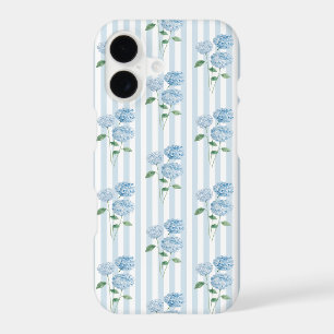 Hydrangea Painting Nautical Blue Stripe Coastal iPhone 17 Case