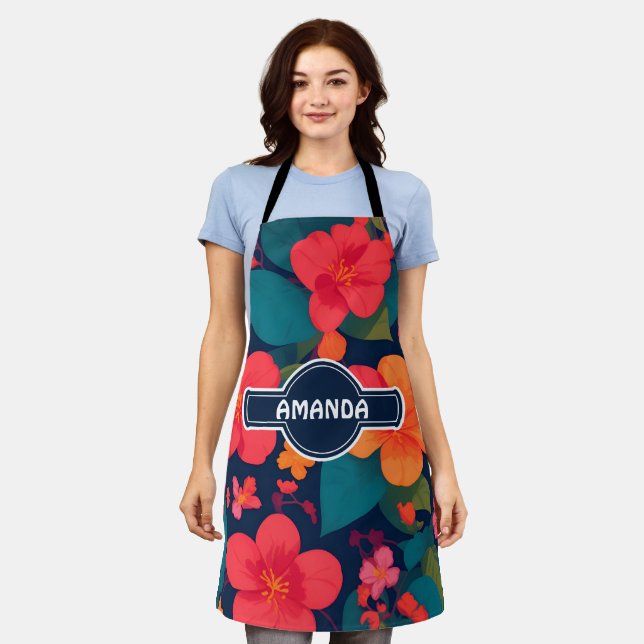 Hydrangea Pastel Colorful Personalized Pattern Apron (Worn)