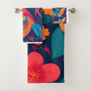 Hydrangea Pastel Colorful Personalized Pattern Bath Towel Set