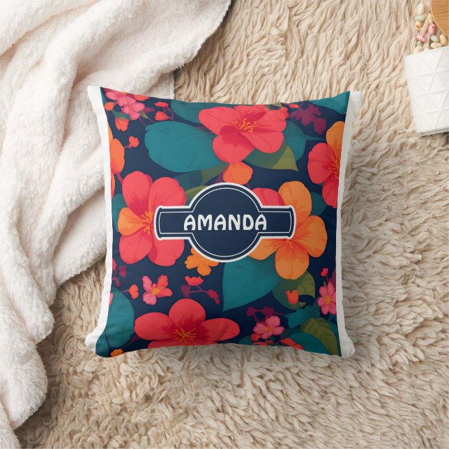 Hydrangea Pastel Colorful Personalized Pattern Throw Pillow (Blanket)