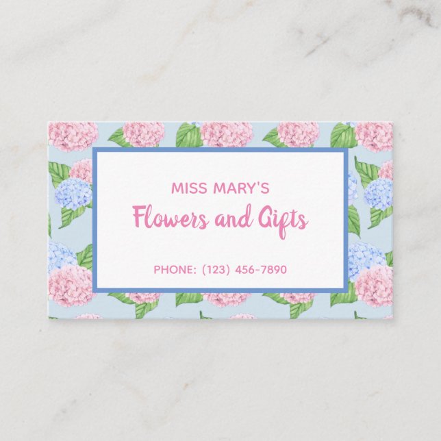 Hydrangea Pattern Business Card (Front)