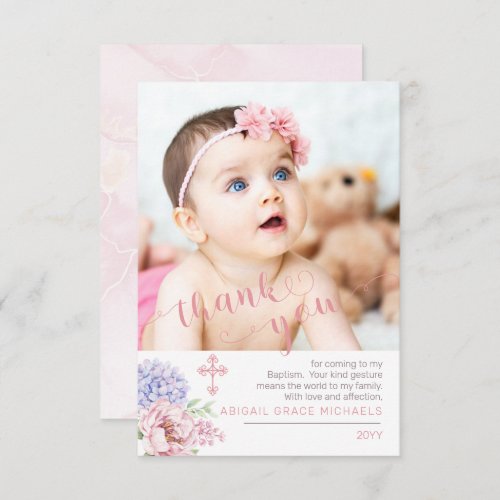 Hydrangea  Peony Blooms Baptism Photo Thank You