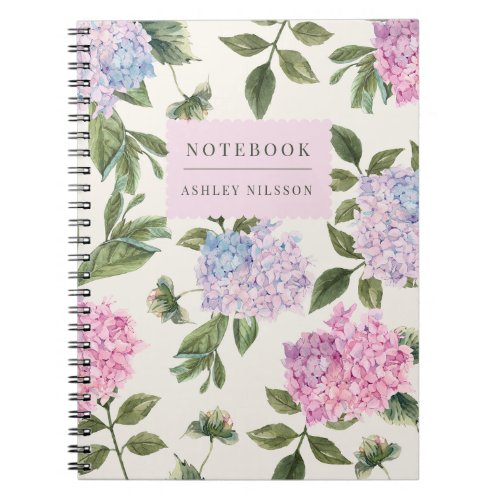 Hydrangea personalized notebook
