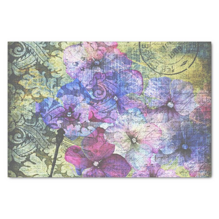 Hydrangea Petals Floral Ephemera Decoupage Tissue Paper