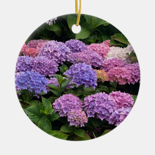 Hydrangea Photograph Ceramic Ornament (Front)