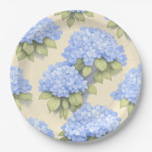 Hydrangea Plates Elegant Lemon Blue Floral Party