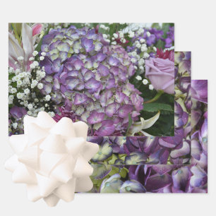 Hydrangea Purple Botanical Floral Photographic Wrapping Paper Sheets