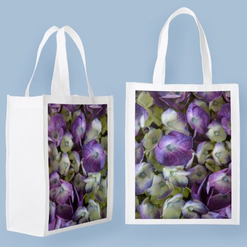 Hydrangea Purple Floral Botanical Photographic Grocery Bag