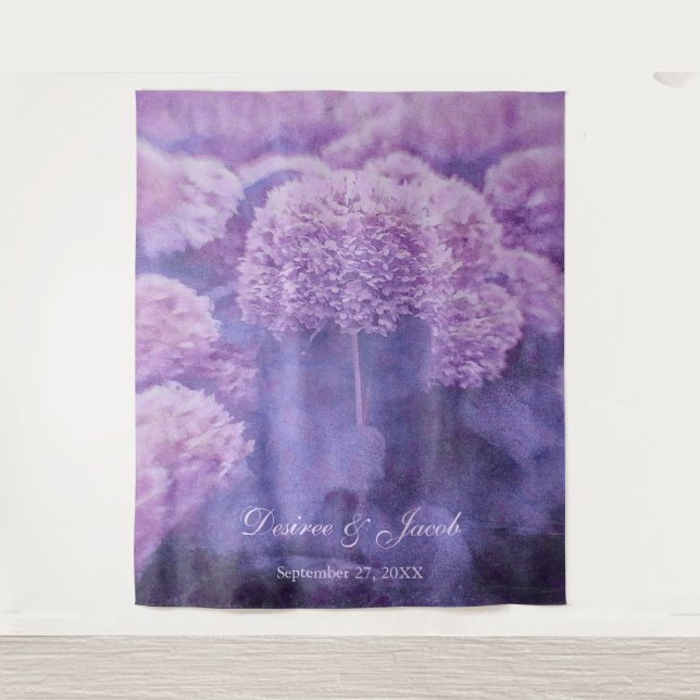 Hydrangea Purple Floral Wedding Photo Backdrop (Front)