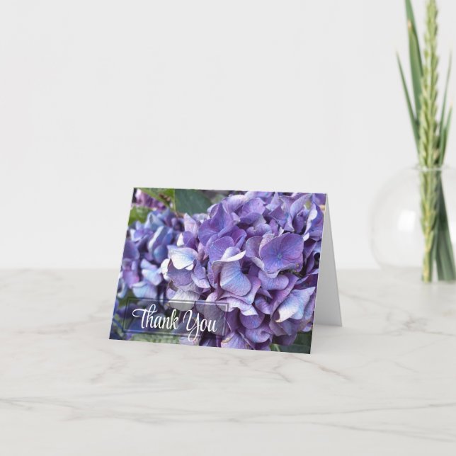 Hydrangea Purple Flower Letterpress Thank You Card (Front)