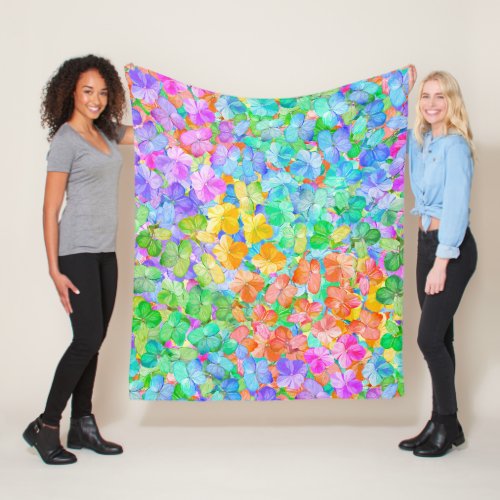 Hydrangea Rainbow Fleece Blanket