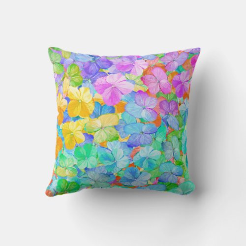 Hydrangea Rainbow Throw Pillow