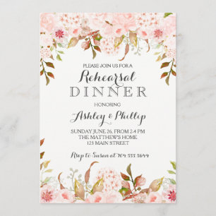 hydrangea Rehearsal dinner invitation