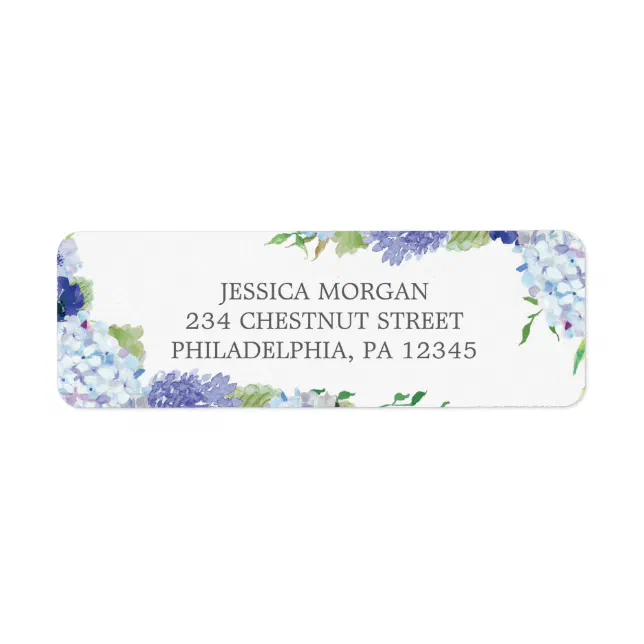 Hydrangea Return Address Label Wedding | Zazzle