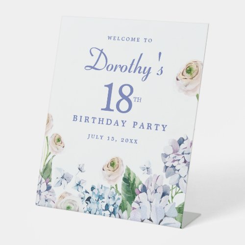 Hydrangea Rose 18th Birthday Party Welcome Sign