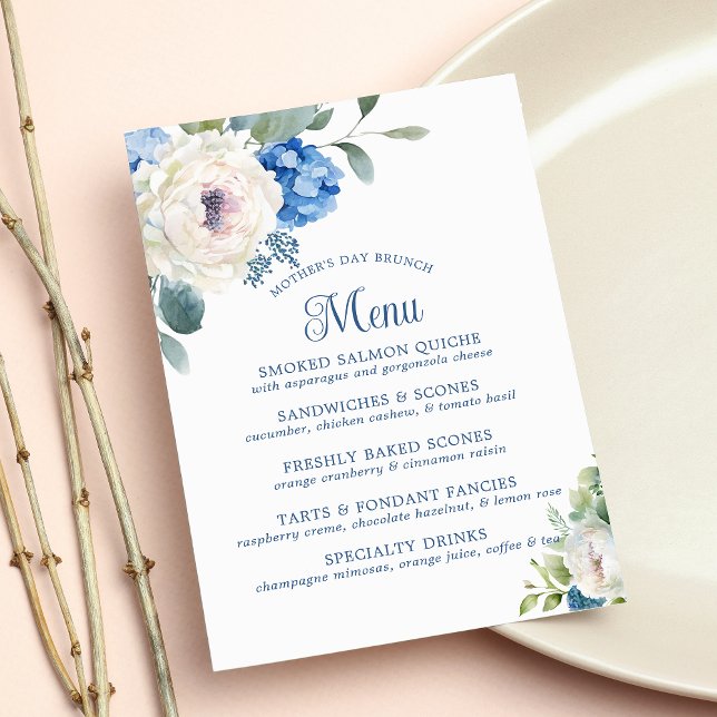 Hydrangea Rose Floral Mother's Day Brunch Menu (Creator Uploaded)