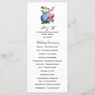 Hydrangea Roses Floral Wedding Programs