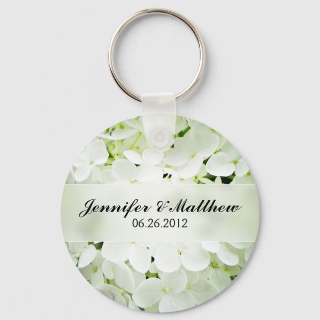 Hydrangea Round Keychain Wedding Favor (Front)