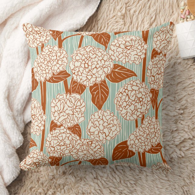 hydrangea rust duck egg throw pillow (Blanket)