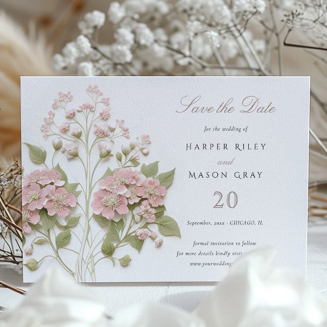 Hydrangea Save the Date Wedding Invitation (Creator Uploaded)