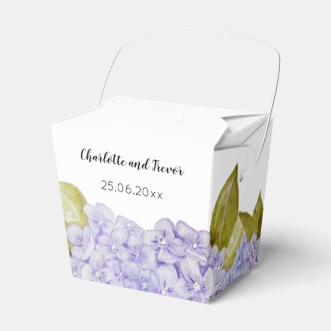 Hydrangea Shades Of Violet Blue Favor Boxes (Front Side)