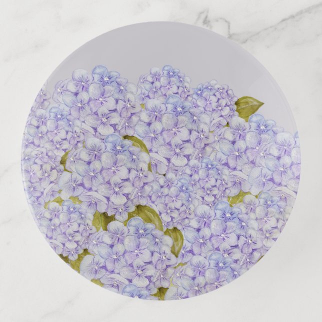 Hydrangea Shades Of Violet Blue Trinket Tray (Front)