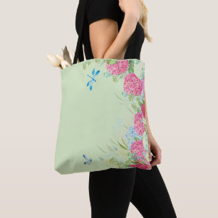 Hydrangea Side Border Tote Bag