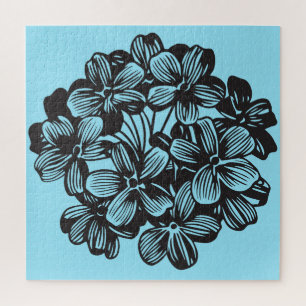 Hydrangea Sky Blue Botanical Flower Floral Jigsaw Puzzle