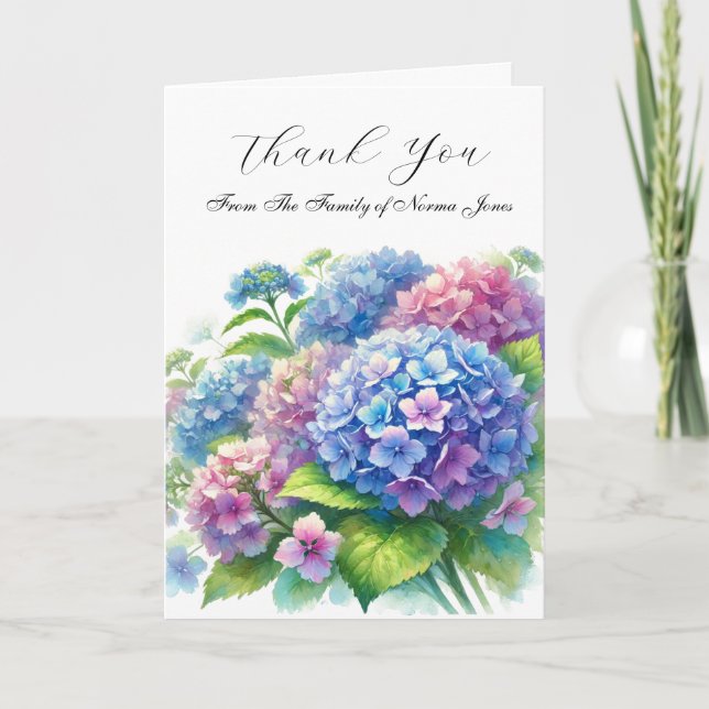 Hydrangea Sympathy Floral Funeral Thank you  (Front)